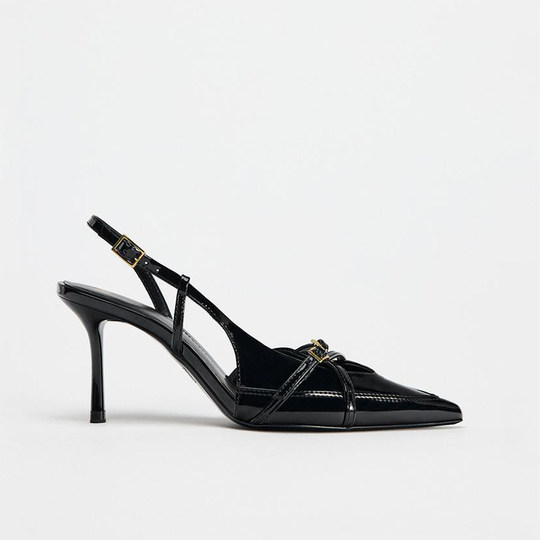 ZA new stiletto heel pointed toe buckle strap Mule shoes