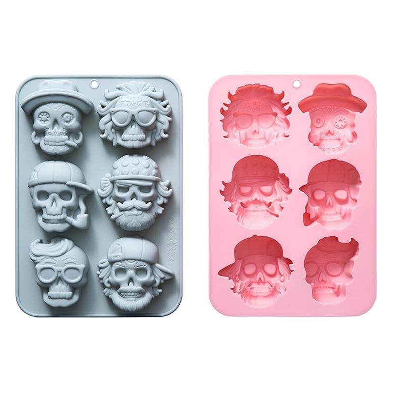 新品 6连6种不同风格骷髅头造型硅胶模具万圣节日蛋糕模冰块模具,淘宝优惠券,粉丝福利购,淘宝优惠卷