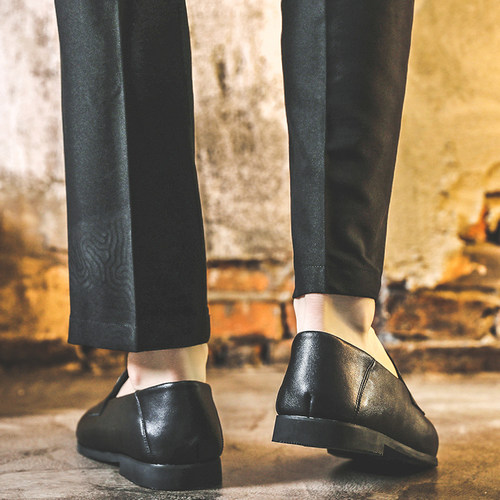 休闲小皮鞋男2026新款真皮英伦风一脚蹬男款豆豆鞋软底透气乐福鞋 - 图2