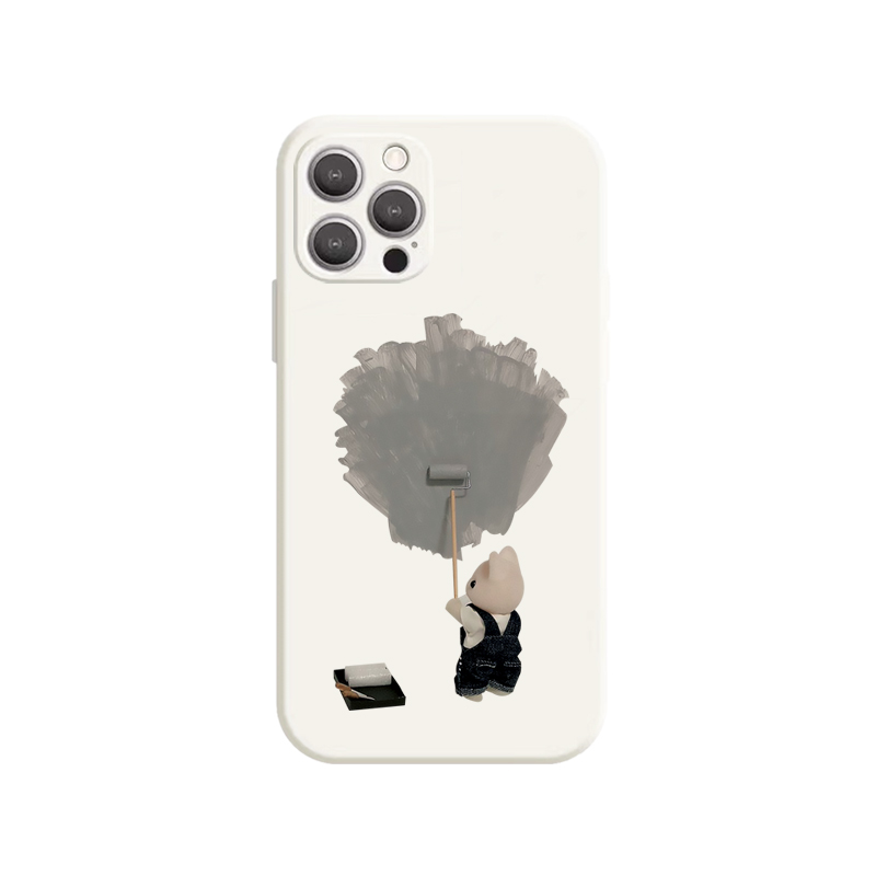 可爱刷墙小熊适用iphone14PRO苹果13卡通12简约15PROMAX硅胶透明手机壳11华为MATE60小米14vivo三星oppo红米-图1