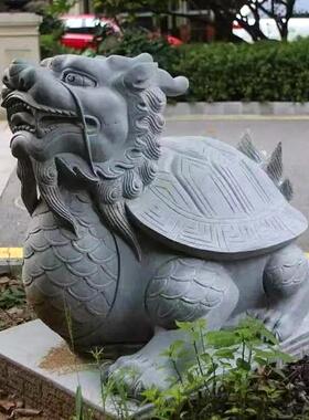 定制青石石雕龙头龟喷水