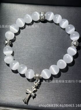 白猫眼石手链女小众清新设计款高