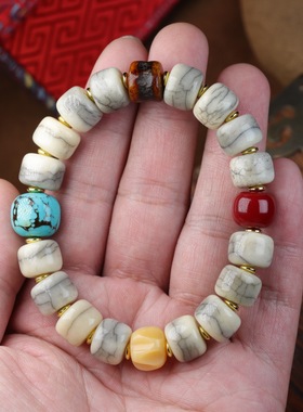 天然牦牛骨手串回流老骨藏式DIY