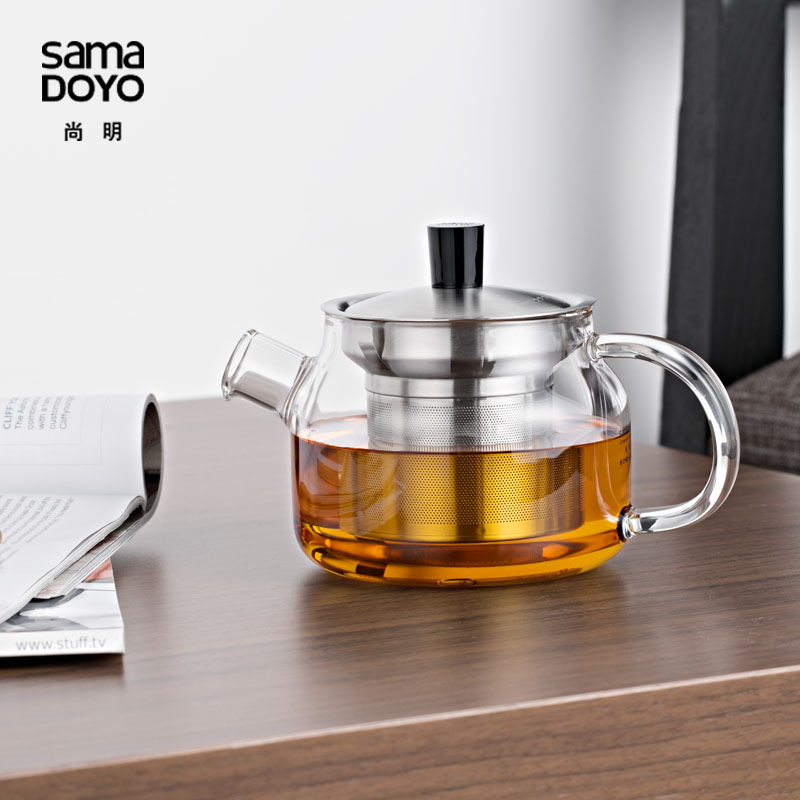 正品SAMADOYO/尚明玻璃茶壶茶具茶杯 耐高温泡茶壶办公杯S048包邮 - 图0