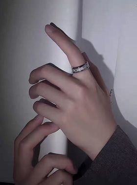 雾凇纹钛钢戒指男ins个性潮流时尚单身男女生戒指情侣指环不褪色