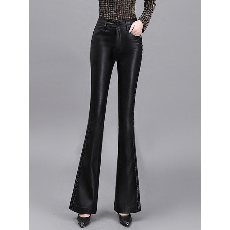 黑色pu皮裤女2026新款秋冬紧身喇叭裤高腰显瘦休闲裤保暖加绒裤子,淘宝优惠券,粉丝福利购,淘宝优惠卷