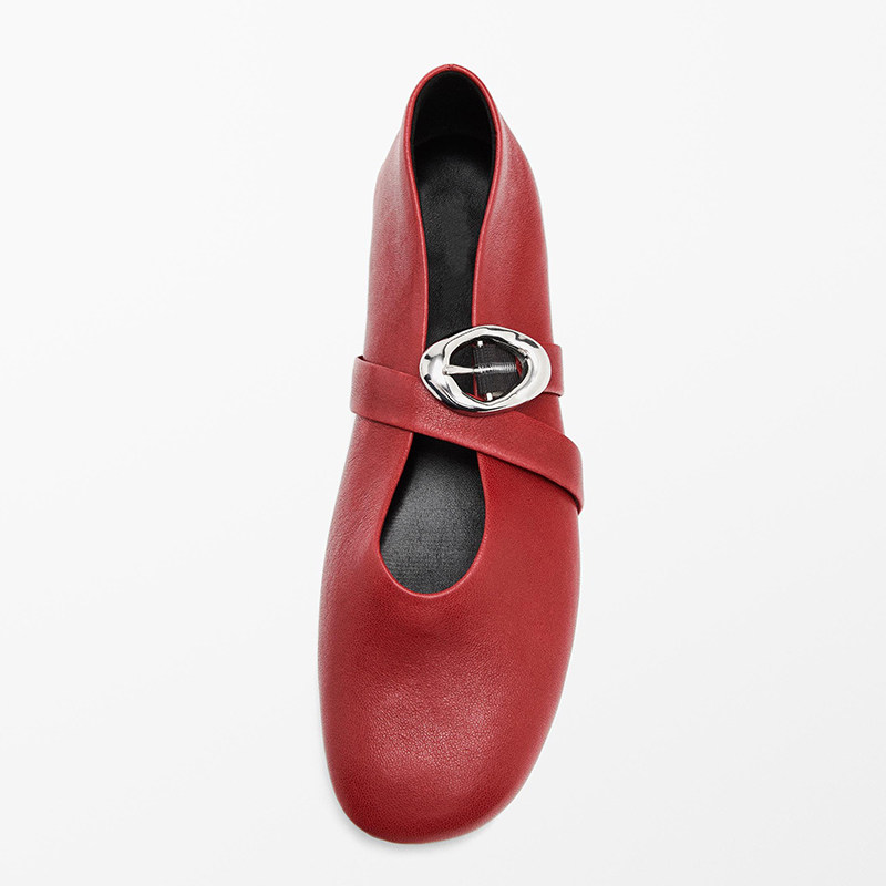 西班牙M.D原单女鞋玛丽珍平底红色真皮软皮一字扣带浅口舒适春秋,淘宝优惠券,粉丝福利购,淘宝优惠卷