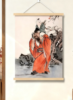 钟馗护子客厅镇宅招财喷绘画像