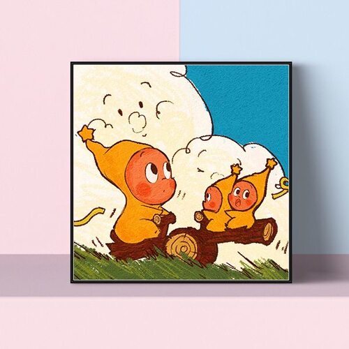 潮流卡通星星人装饰画泡泡玛特创意小众客厅挂画多巴胺卧室壁画 - 图3
