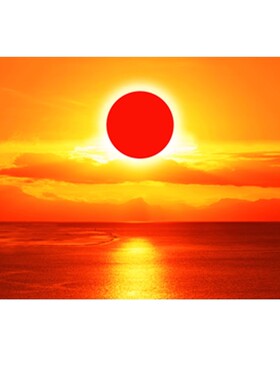 太阳图案的装饰画旭日东升海上日出图客厅卧室走廊墙纸不干胶贴纸