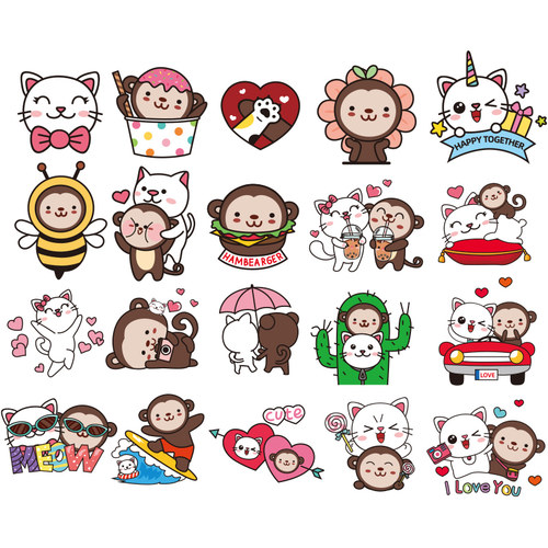 可爱卡通小图案贴纸装饰品衣柜门贴行李箱桌面墙面遮丑补洞墙贴画 - 图0