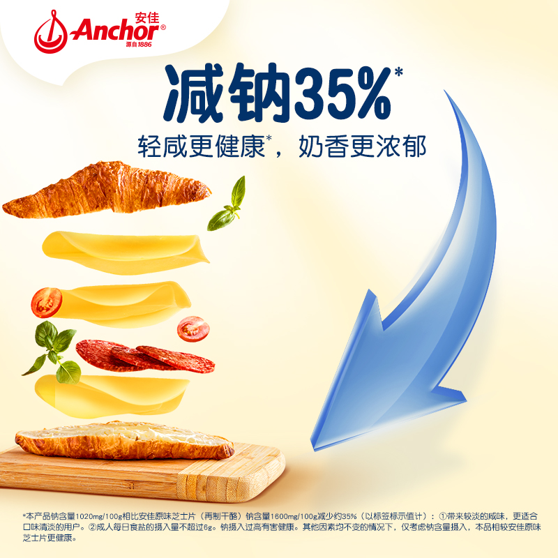 安佳减钠芝士片166g即食儿童奶酪棒汉堡三明治烘焙早餐专用原材料 - 图1