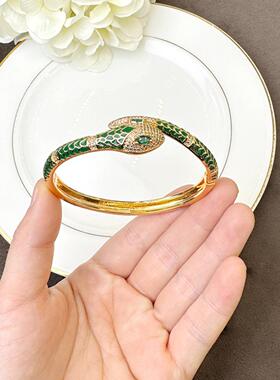 沙金镀18K蛇形珐琅彩手镯戒指