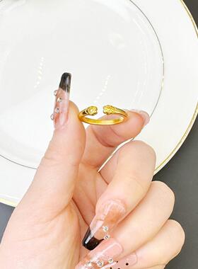 新品越南沙金猫爪开口戒指女小众