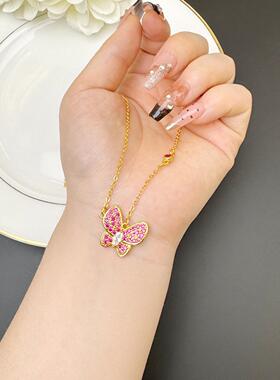 新品越南沙金锁骨链女轻奢蝶恋