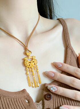 金店同款仿金百合花流苏锁骨链｜