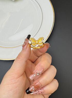 新品越南沙金蝴蝶镶钻拉丝食指戒