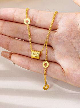 高级感龙鳞流苏锁骨链女沙金