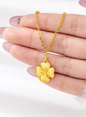 韩版四叶花轻奢仿金饰品套装