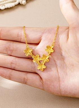 民族风花团锦簇沙金锁骨链