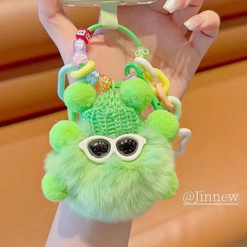 煤球怪兽公仔挂件獭兔钥匙扣卡通包包书包毛绒挂饰玩偶可爱礼物 - 图2