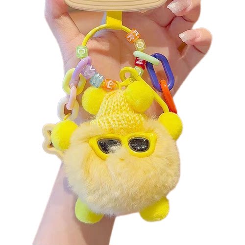 煤球怪兽公仔挂件獭兔钥匙扣卡通包包书包毛绒挂饰玩偶可爱礼物 - 图3