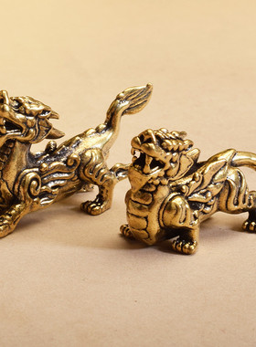 黄铜公母貔貅摆件工艺品家居招财店铺风水景区庙会地摊礼品