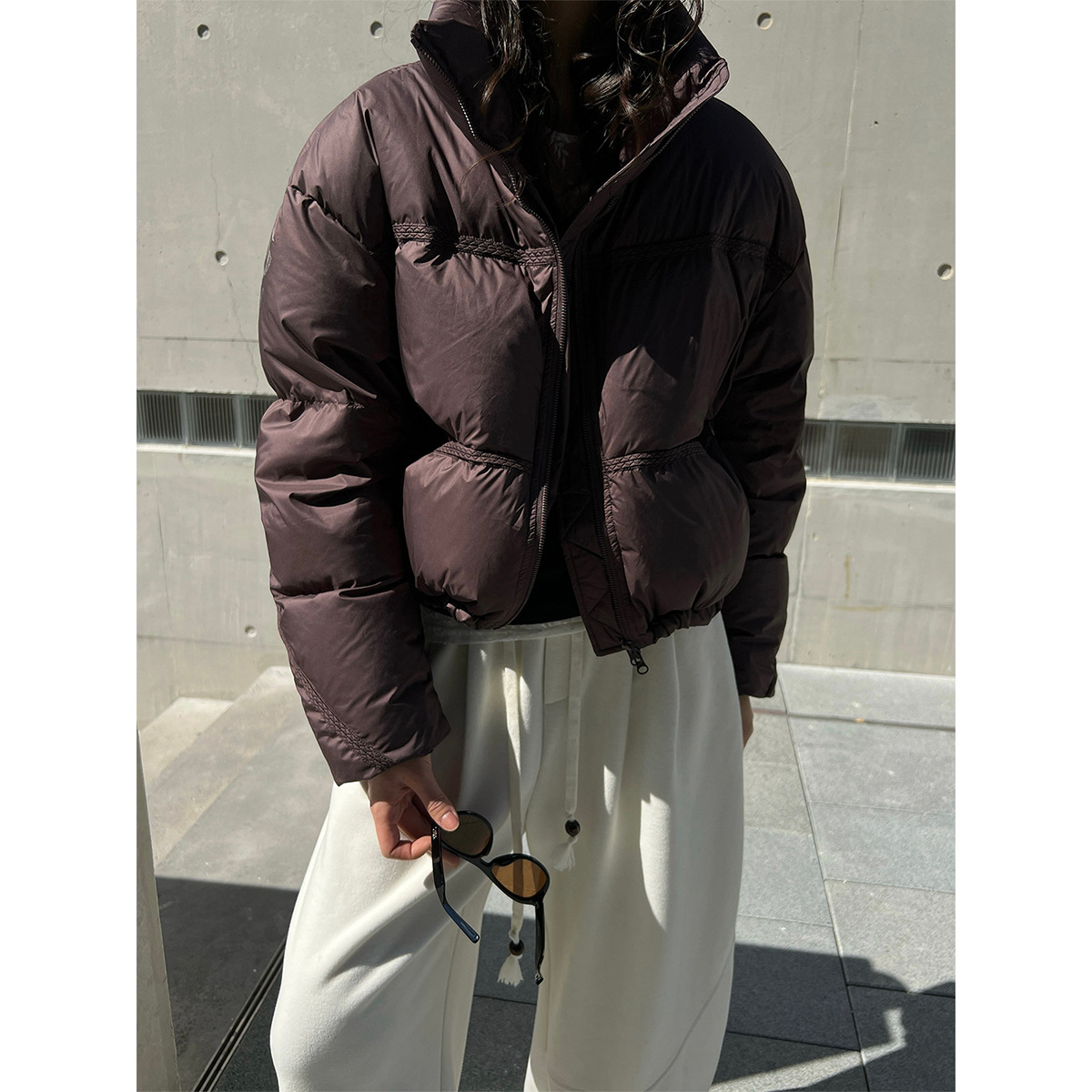 2025冬季新款浮雕花立领短款羽绒服90白鸭绒加厚面包服外套85580 - 图1