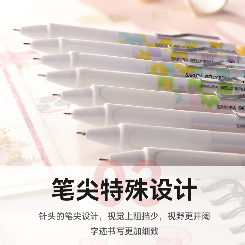 官方旗舰店 sakura樱花按动式针头中性笔0.5蓝黑红色办公签字黑色笔学生考试水笔水性笔笔耐光耐水耐热动彩笔