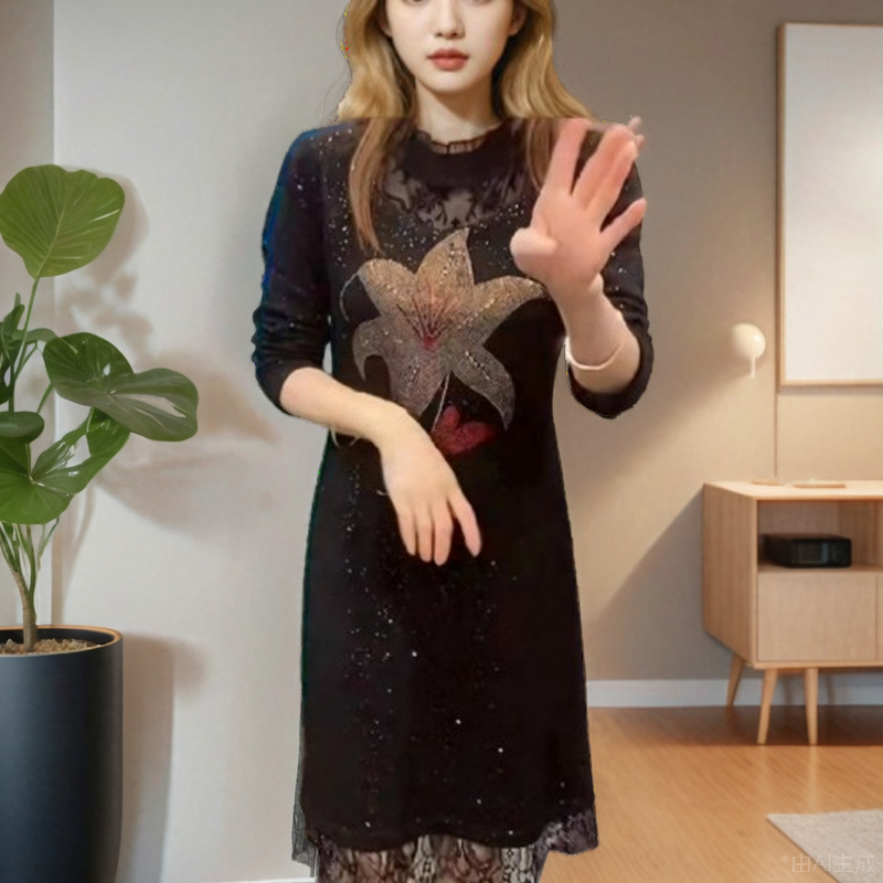 加绒加厚中长款打底衫女春秋冬新款气质中年妈妈配大衣保暖内搭裙 - 图3