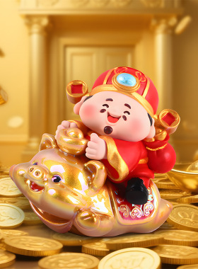 木沐时光祝福创意财神装饰摆件