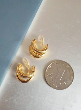 金属感质感超棒的3环耳圈耳夹