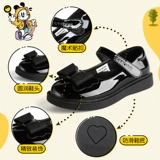 Черная детская обувь для кожаной обуви с бантиком для принцессы, мягкая подошва