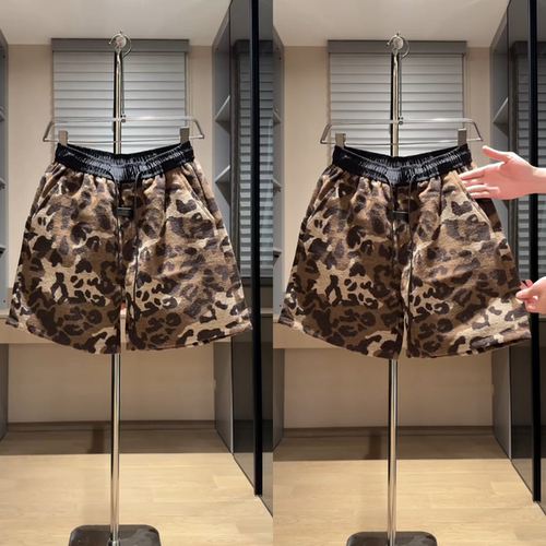 时尚迷彩潮流短裤男士夏季新款高级感豹纹设计短裤情侣舒适高质量 - 图2