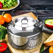 316 Stainless Steel Outdoor Barbecue Kettle Portable Tea Self Driving Camping Wild Cooking Food Grade Fire Cooking Kettle Mini