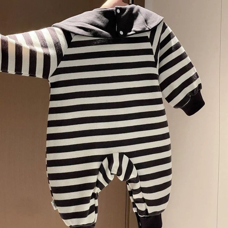 婴儿连体衣新生儿2026春季卡通条纹小狗连身衣男宝宝长袖外出爬服,淘宝优惠券,粉丝福利购,淘宝优惠卷