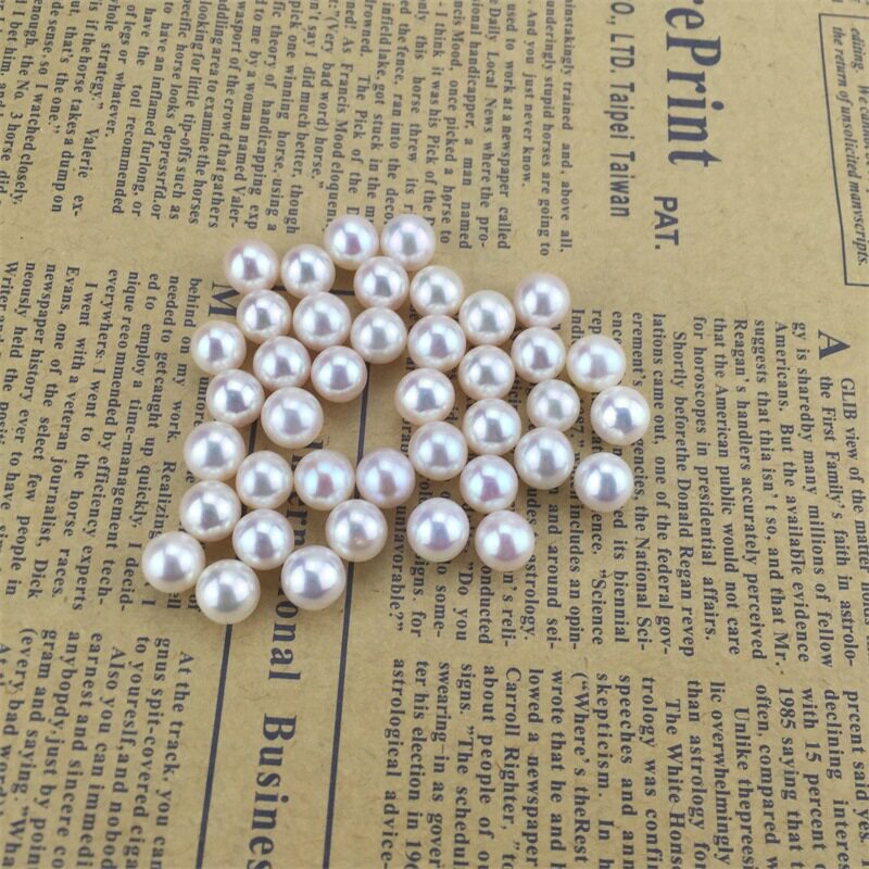 Natural color freshwater pearl particles 3-12-13MM round free punched loose beads loose beads handmade ring pendant