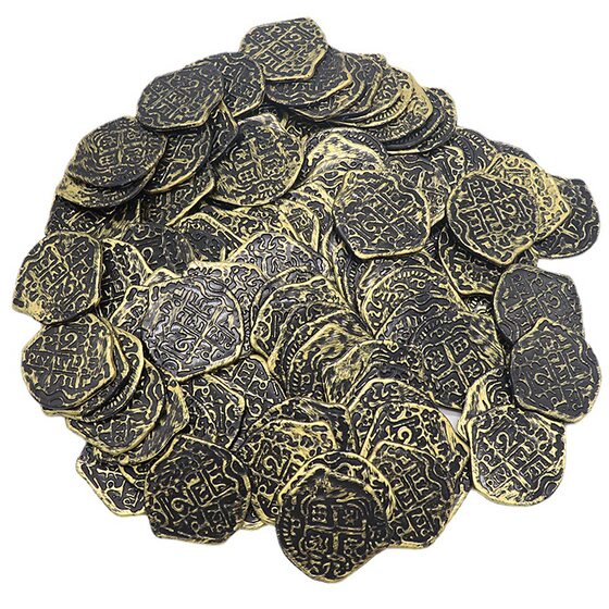西班牙加勒比海盗金币Doubloon仿真玩具硬币道具儿童奖励金银铜币