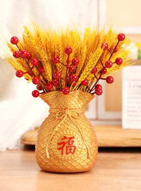 黄金大麦穗干花束客厅餐桌摆设金麦子招财装饰品乔迁摆件开业礼物