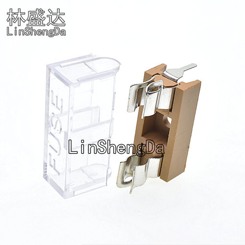 FUSE玻璃管保险丝底座 5*20/6*30MM 保险丝夹 黄色底座带透明盖 - 图0