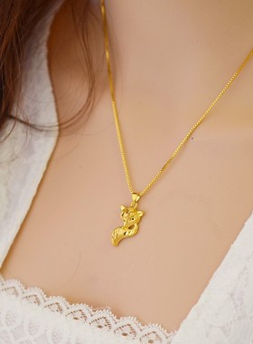 越南沙金不掉色仿真吊坠锁骨链