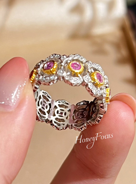 HONEY FOCUS春日来信戒指 银色小众优雅淑女风戒指 925银合成锆石