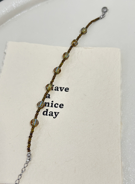 原创设计捷克琉璃珠手链小众设计感中式琥珀手饰复古新款女