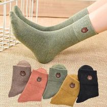 10 Double small Bear socks female midbarrel Sox autumn Winter lovely day series Pure cotton socks deodorant Korean version of the cylinder Sports Sox