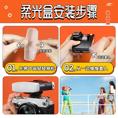 柔光盒适用神牛Lux Junior复古闪光灯Lux Senior柔光盒方形柔光罩机顶闪光灯柔光器具 - 图0