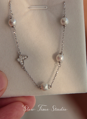 天然淡水珍珠蝴蝶手链女小众设计S925银饰闺蜜手饰新款轻奢小众