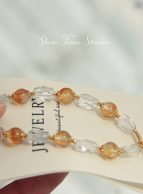 天然黄水晶白水晶手链福禄好事花生款饰品原创设计轻奢礼物百搭