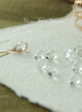 天然白水晶水滴包边吊坠项链通透纯净优雅嫌弃只锁骨链女款原创