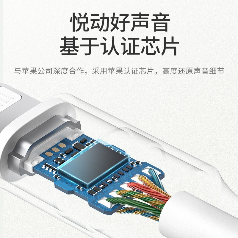 绿联适用苹果耳机转接头MFi认证音频转换器数据线iPhone14/13/X手机 lightning转3.5MM圆孔音频转接线