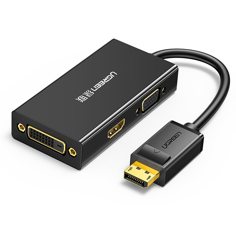 绿联多功能DP转VGA/HDMI/DVI三合一视频转换器笔记本台式电脑显卡Displayport接口转换器DP转接线转接头3插口 - 图0